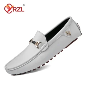 YRZL Men's Leather Loafers Casual Slip On Driving Shoes for Men Breathable Comfortable Formal Moccasins Boat Shoes Plus Size 48