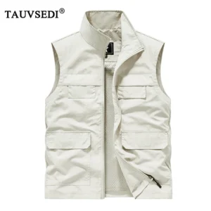 Summer Men Outdoor Cargo Breathable Sleeveless Vests Mens Fish Sport Multi Pocket Vests Coat Man Loose Casual Cardigan Waistcoat