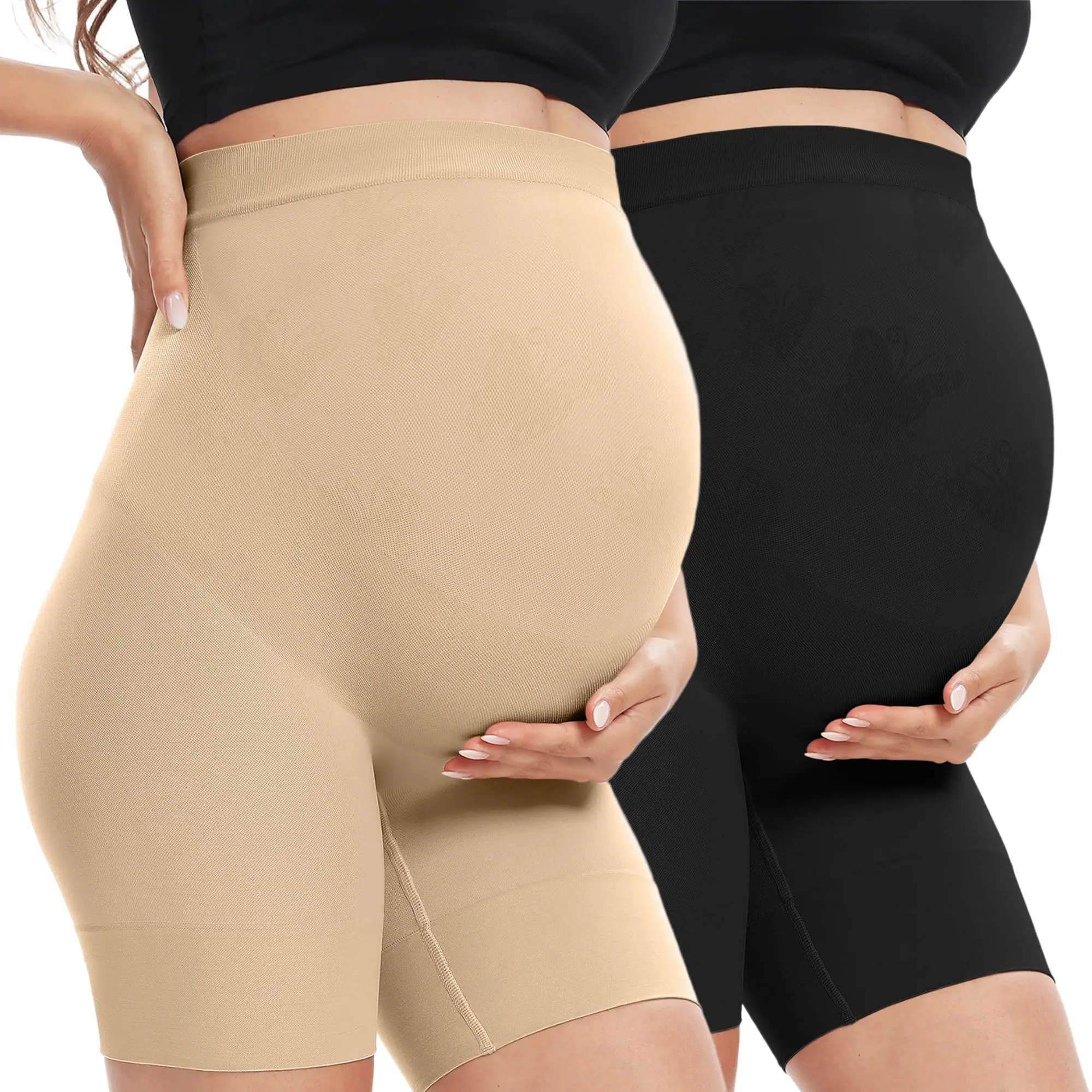 Secret Fit Shaper Panty - Seamless Maternity Shapewear for Dress, Belly Support, Prevent Thigh Chaffing