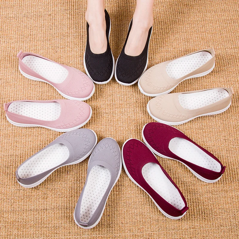 Women Slip On Shoes Knitting Socks Shoes Ladies Loafers Ballerinas Ladies Flat Footwear Luxury Sneakers For Elderly Knit Soft - Image 2