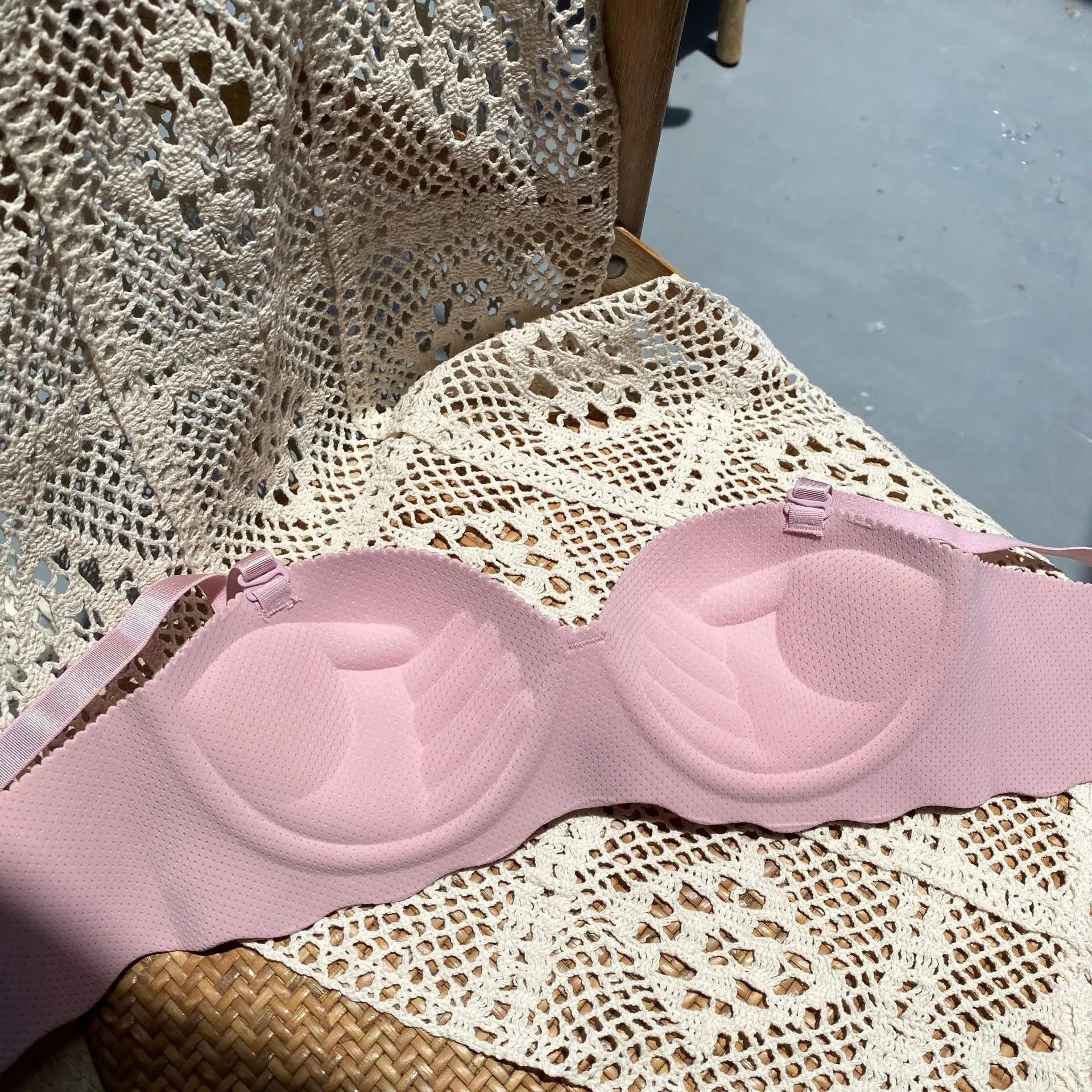 Female Gather Removable Shoulder Strap Solid Color Wireless Lingerie One-pieces Sexy Bras Push Up Seamless Underwear for Women - Image 4