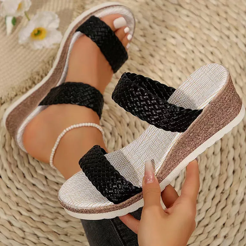 Women's Sandals Bohemia Heels Sandals For Summer Wedges Heeled Shoes Women Slippers Summer Shoes Woman 2025 Footwear Sandalias - Image 3