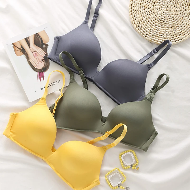 Women Seamless Bra Sexy No Wire Push Up Underwear Girls Students Breathable Thin 10 Colors Bras Female's Bra Breathable Gathered - Image 2