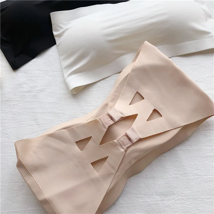 Ice Silk Strapless Bra Girls Seamless Crop Tube Top Bralette for Women Sexy Soft Bras Large Size Bustier Tops Summer Underwear - Image 5