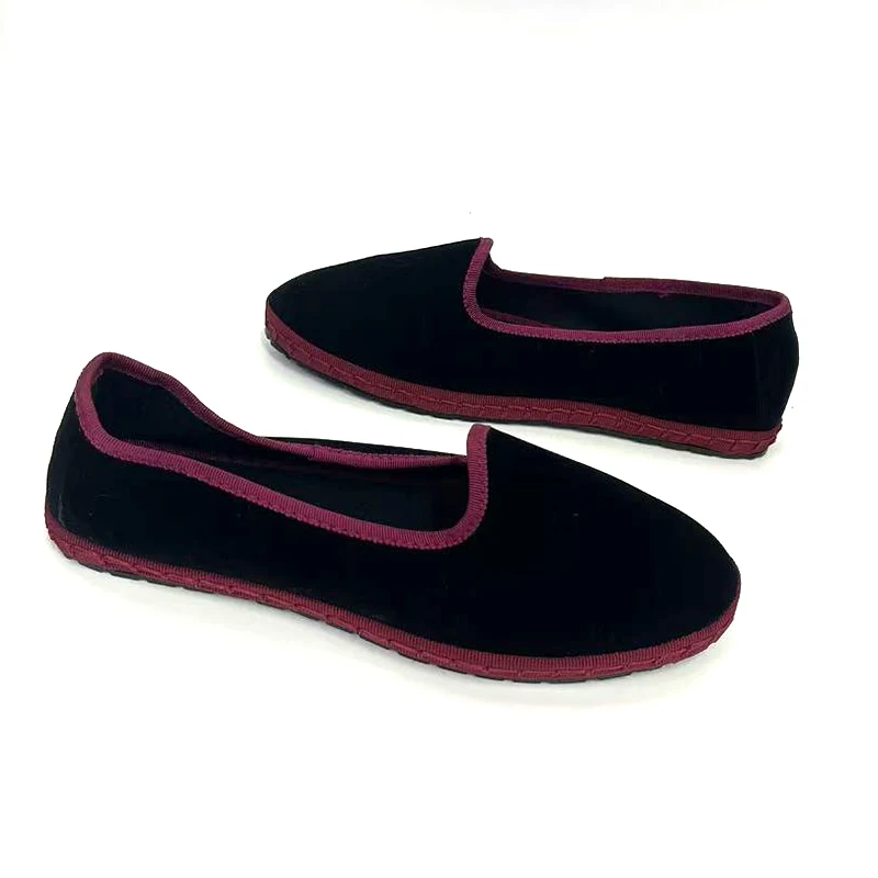 Velvet Black Flats Shoes Women Slip on Casual Streetwear Hand Stitch Loafers Flannel Round Toe Ladies Mary Janes Shoes Footwear - Image 2