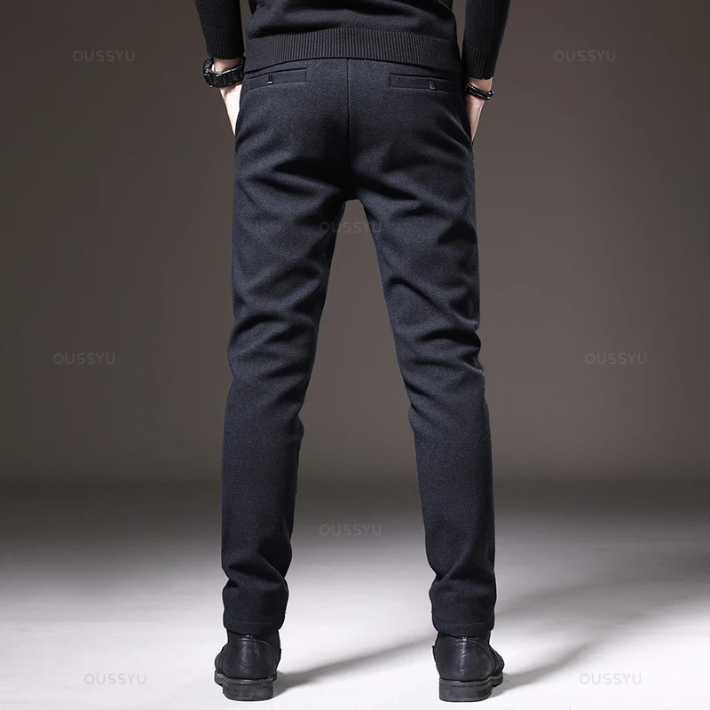 MINGYU Brand Autumn Winter Brushed Fabric Casual Pants Men Thick Business Work Slim Cotton Black Grey Trousers Male Plus Size 38 - Image 3