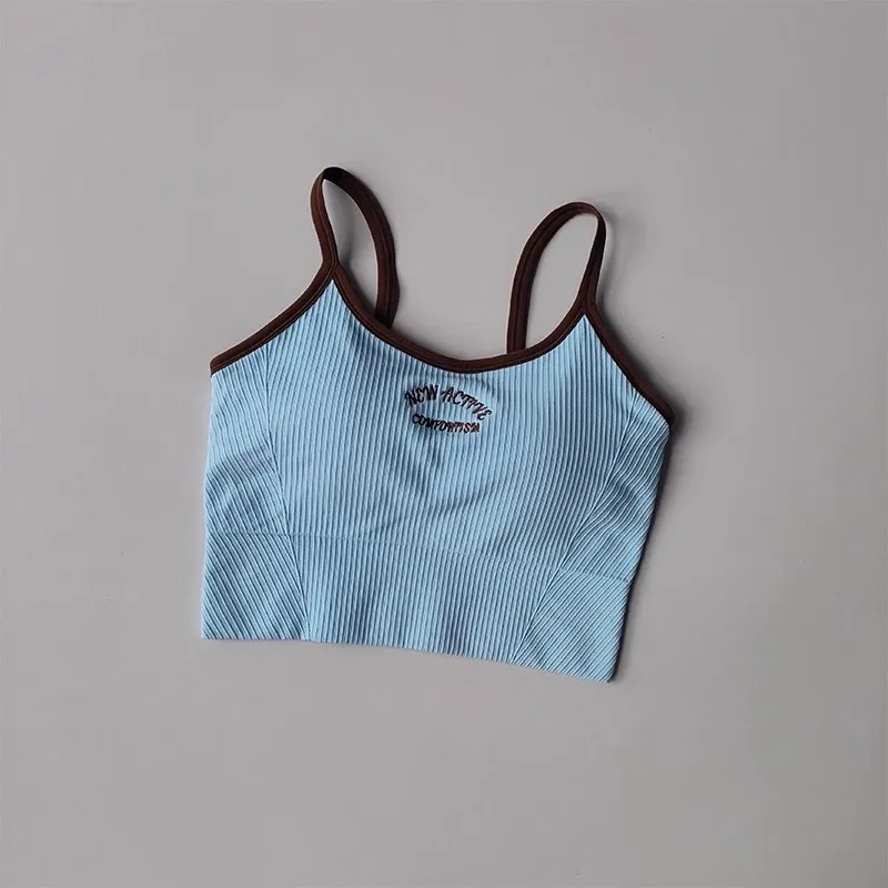 Women Breathable Sports Bra Fitness Tops Gym Crop Top Brassiere Push Up Camisole Sport Bras Gym Workout Top Letter Yoga Bra - Image 6