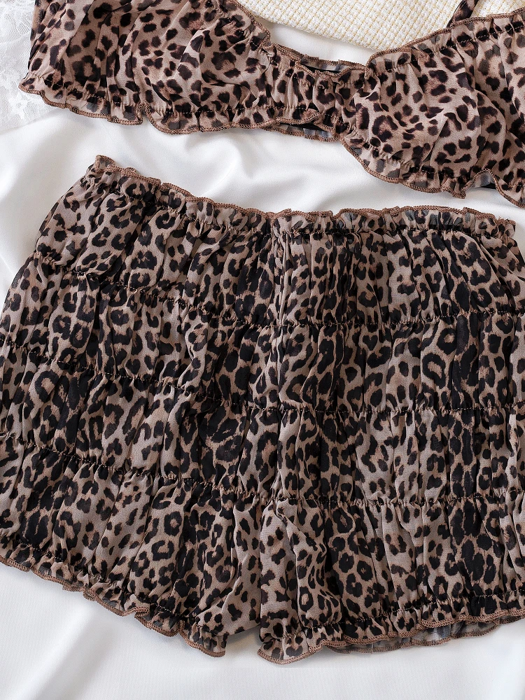 Street Leopard Print Camisole Underwear Tank Top Sexy Hottie Style Lingerie Set Bra Women Bralette - Image 3