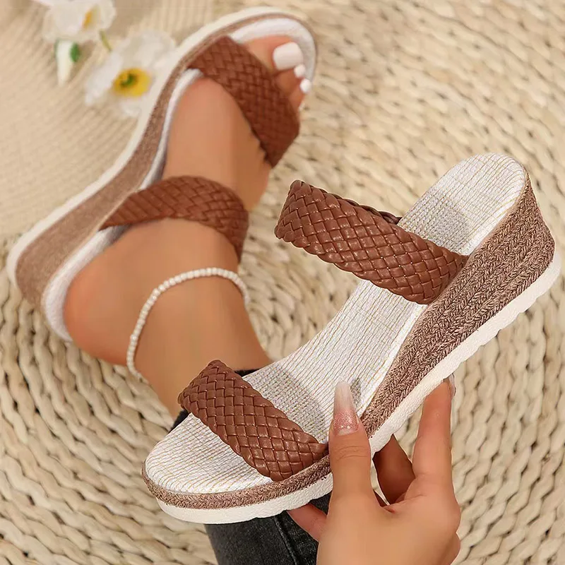Women's Sandals Bohemia Heels Sandals For Summer Wedges Heeled Shoes Women Slippers Summer Shoes Woman 2025 Footwear Sandalias - Image 2