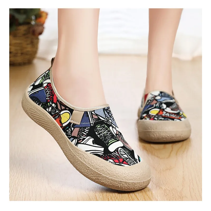 Women's Breathable Mom Shoes Soft Flat Sole Slip-On Spring Casual Cloth Shoes Orthopedic Comfort Lightweight Non-Slip Wide Width - Image 5