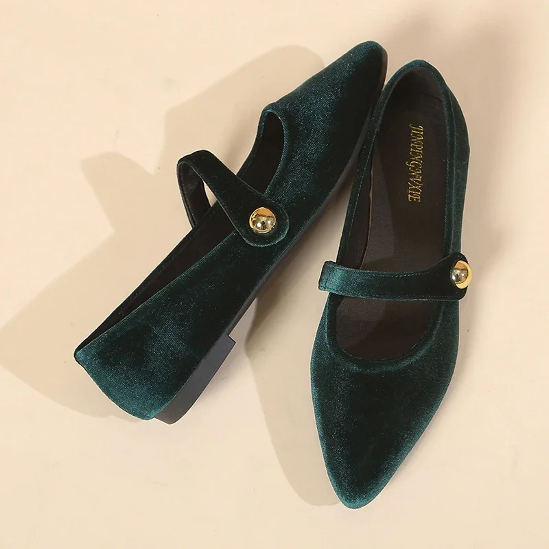 New Fashion Women's Pointed Toe Flat Shoes with Velvet Matte Finish Single Women Comfort Loafers Shoes Leather Mary Jane Shoes - Image 6