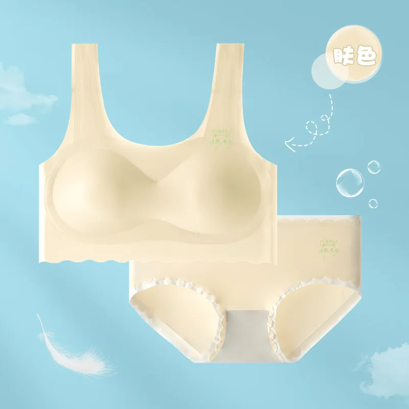 Girls Underwear Suit Junior Students Development Stage Children's Seamless Bras+briefs 2pcs/set Teenager Undershirt Clothing - Image 6