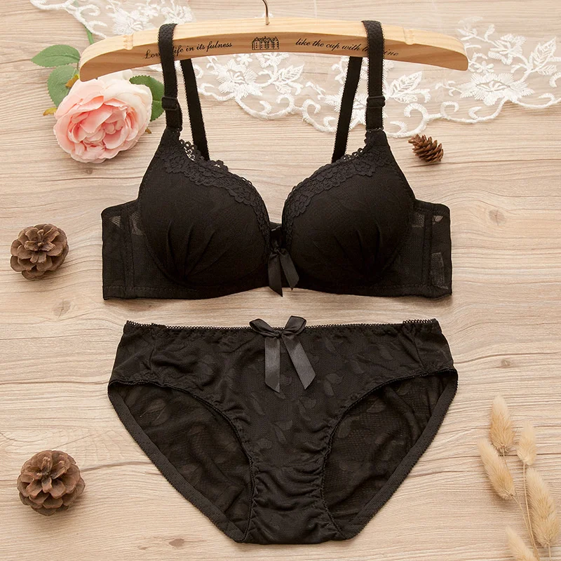 Girl Sweet Wireless Bra Lace Bows Underwear Sets Breathable Small Breast Bralette Top Briefs for Women Teen Girl Lingerie Suits - Image 5