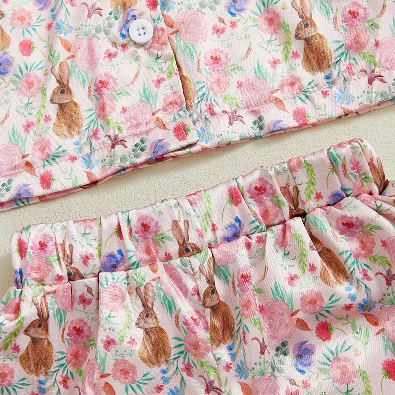 Easter Boys Pajamas Set Bunny Print Cozy Long Sleeve Tops with Matching Pants Sleepwear for Kids - Image 5