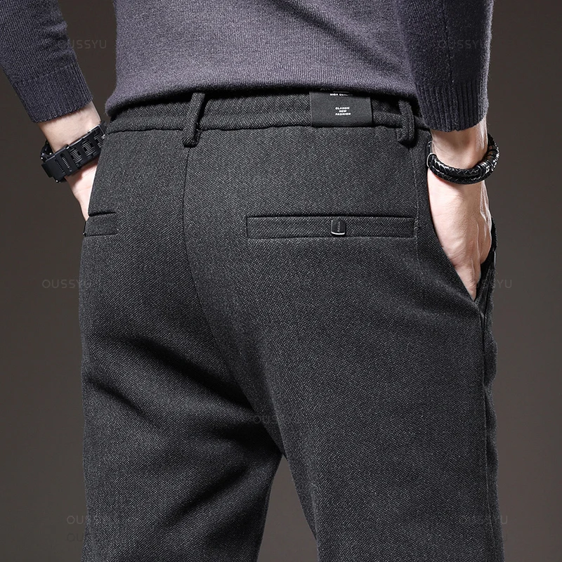 MINGYU Brand Autumn Winter Brushed Fabric Casual Pants Men Thick Business Work Slim Cotton Black Grey Trousers Male Plus Size 38 - Image 5