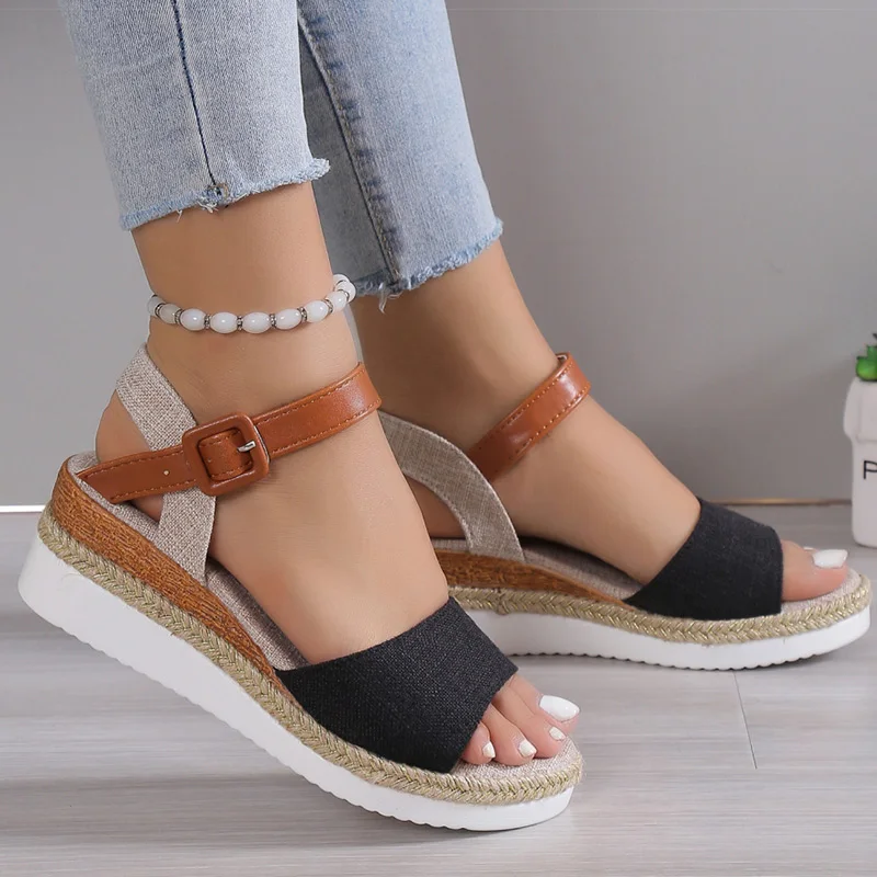Women's Sandals 2025 New Heels Sandals Summer Wedges Heeled Shoes Woman Low Platform Sandals Women Footwear Summer Shoes Female - Image 2
