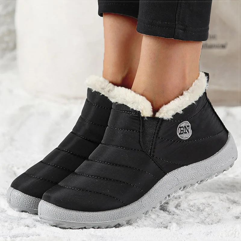 Women Shoes Warm Fur Winter Flats Slip On Flat Shoes For Women Winter Shoes Casual Loafers Zapatos Mujer Winter Sneakers Women - Image 3