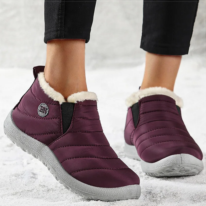 Women Shoes Warm Fur Winter Flats Slip On Flat Shoes For Women Winter Shoes Casual Loafers Zapatos Mujer Winter Sneakers Women - Image 2