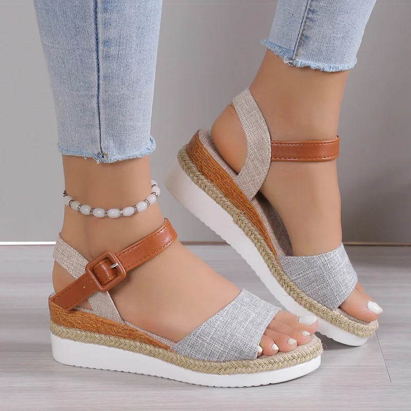 Women's Sandals 2025 New Heels Sandals Summer Wedges Heeled Shoes Woman Low Platform Sandals Women Footwear Summer Shoes Female - Image 4