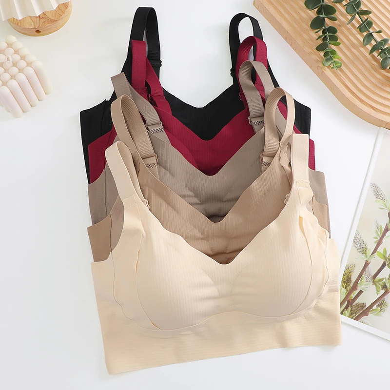 Plus Size Women Seamless Bras Sexy V Waist Brassiere Padded Wireless Soft Sleepwear Female Solid Breathable Underwear Lingerie - Image 2