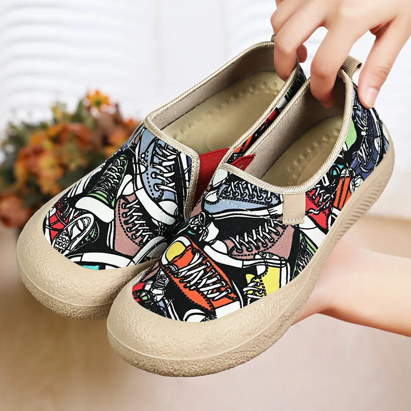 Women's Breathable Mom Shoes Soft Flat Sole Slip-On Spring Casual Cloth Shoes Orthopedic Comfort Lightweight Non-Slip Wide Width - Image 3