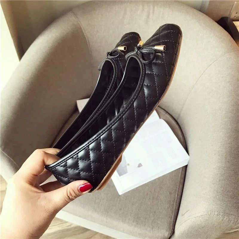 2024 Spring Summer Shoes Women Flats Square toe Soft Ladies Brand Shoes Fashion Ballet Flats Black Gold ZH2496 - Image 4