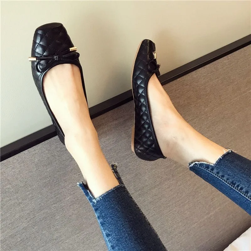 2024 Spring Summer Shoes Women Flats Square toe Soft Ladies Brand Shoes Fashion Ballet Flats Black Gold ZH2496 - Image 3