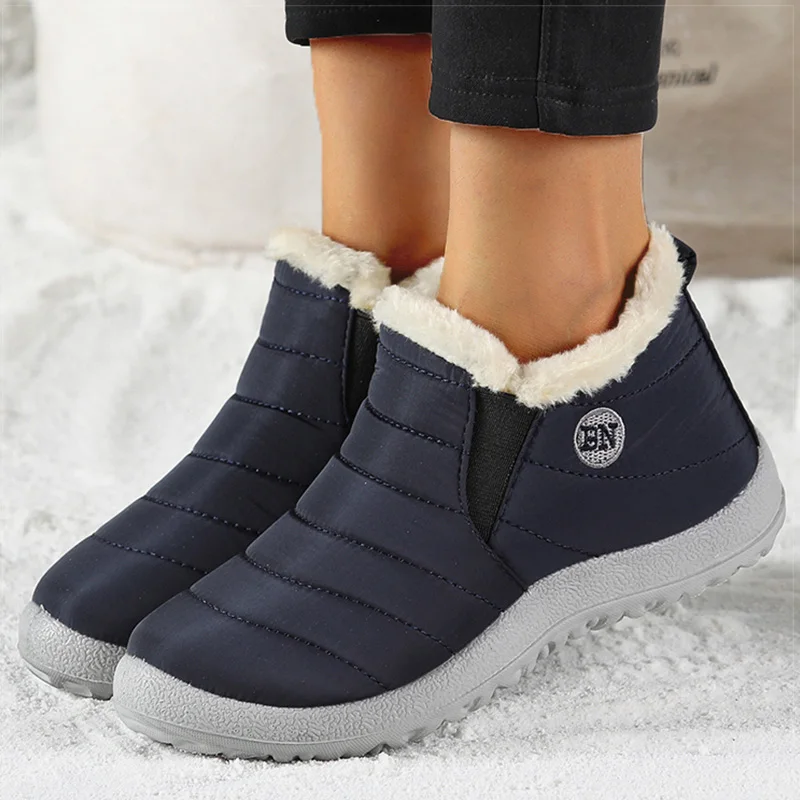 Women Shoes Warm Fur Winter Flats Slip On Flat Shoes For Women Winter Shoes Casual Loafers Zapatos Mujer Winter Sneakers Women - Image 4