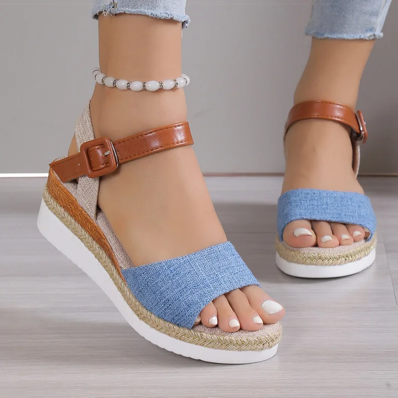 Women's Sandals 2025 New Heels Sandals Summer Wedges Heeled Shoes Woman Low Platform Sandals Women Footwear Summer Shoes Female - Image 3