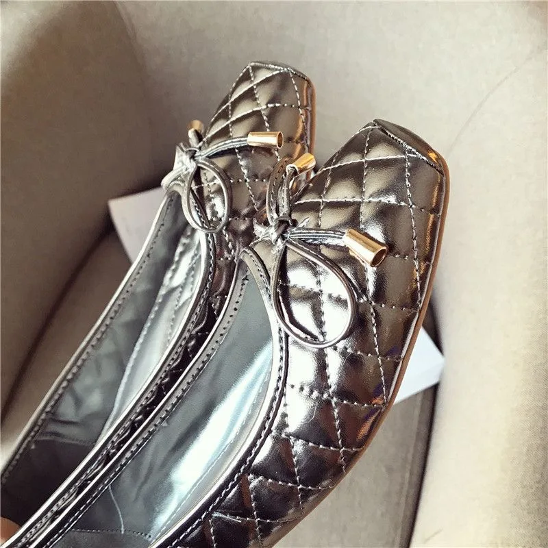 2024 Spring Summer Shoes Women Flats Square toe Soft Ladies Brand Shoes Fashion Ballet Flats Black Gold ZH2496 - Image 6