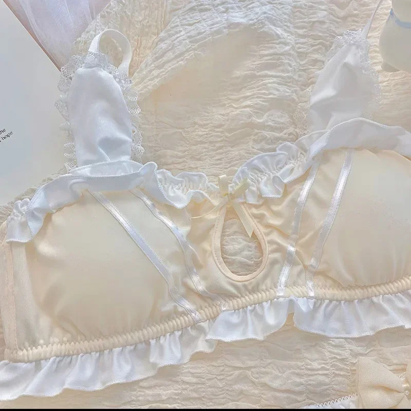 Japanese Cute Girl Lace Bra Set Hollow Sexy Sweet Rimless Underwear Bras for Women - Image 6