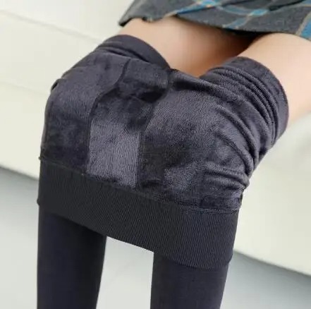 Women’s Winter Fleece Leggings – Punk Black High Waist Jeggings - Image 4