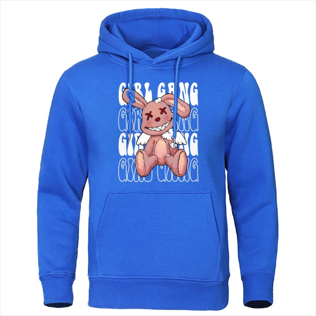 Girl Gang Broken Rabbit Doll Print Men’s Hoodie Harajuku Loose Fit Autumn Fleece Pullover Casual Sweatshirt - Image 4
