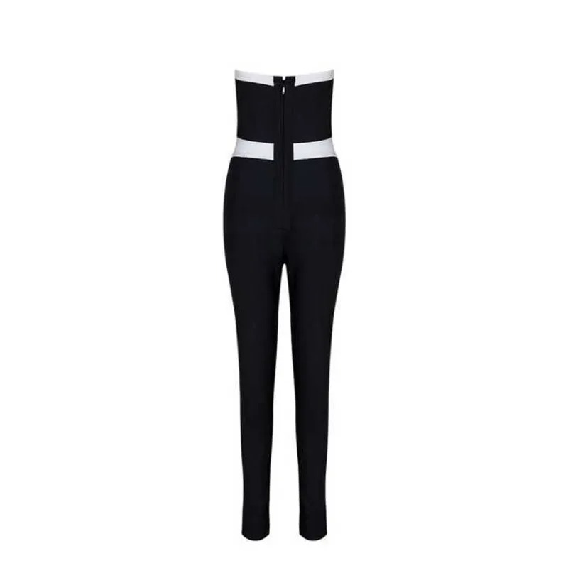 Women’s Black Strapless Bodycon Jumpsuit – Streetwear Bandage Skinny Romper - Image 6