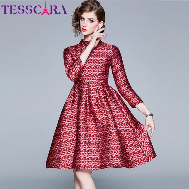 TESSCARA Plaid Pencil Office Dress for Women | Elegant Retro Workwear - Image 6