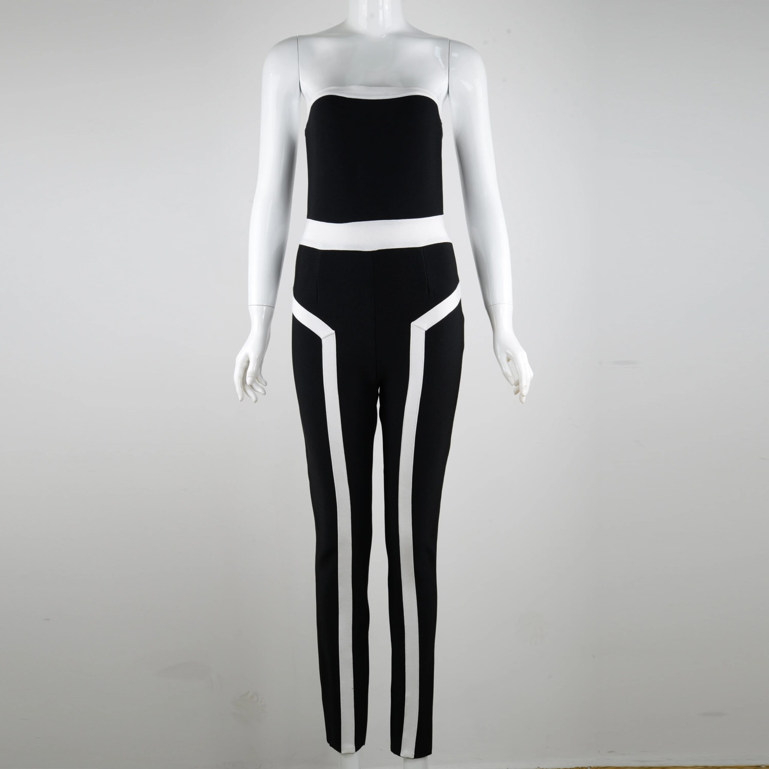 Women’s Black Strapless Bodycon Jumpsuit – Streetwear Bandage Skinny Romper - Image 4